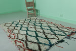 Moroccan Berber Rug 3.8 X 5.5 Feet - Colorful Diamond Pattern Handwoven