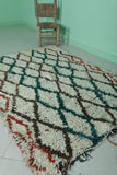 Moroccan Berber Rug 3.8 X 5.5 Feet - Colorful Diamond Pattern Handwoven