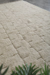 8.3 X 16.2 FT Large Moroccan Rug - Ivory Wool with Minimalist Texture