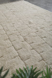 8.3 X 16.2 FT Large Moroccan Rug - Ivory Wool with Minimalist Texture