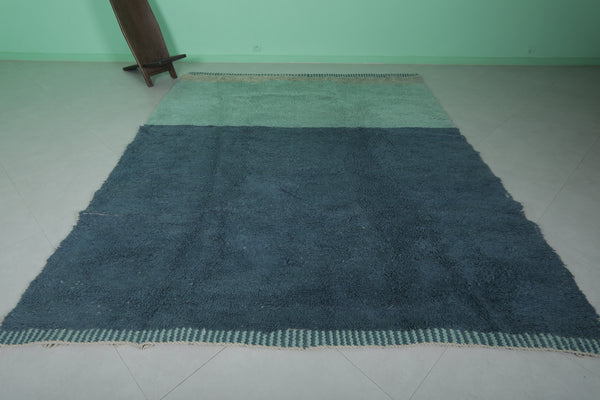 8 x 9.8 ft Beni ourain rug - Blue Moroccan wool with color block