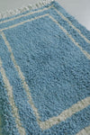 Handmade Moroccan Blue Wool Rug 2 x 3 FT – Soft Accent Rug with White Border