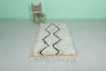 Handmade Moroccan Berber Rug 2.9 X 5.8 Feet - Minimalist Diamond Pattern