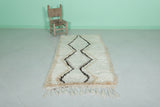 Handmade Moroccan Berber Rug 2.9 X 5.8 Feet - Minimalist Diamond Pattern