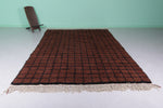 Handmade Moroccan Beni Ourain Rug - 7.3 x 10.7 FT Rich Brown Grid Pattern