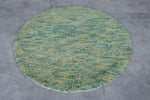 Handcrafted Round Moroccan Wool Rug - 3 Ft, Green Tones