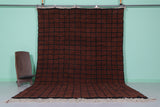 Handmade Moroccan Beni Ourain Rug - 7.3 x 10.7 FT Rich Brown Grid Pattern