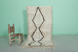 Handmade Moroccan Berber Rug 2.9 X 5.8 Feet - Minimalist Diamond Pattern