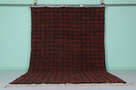 Handmade Moroccan Beni Ourain Rug - 7.3 x 10.7 FT Rich Brown Grid Pattern