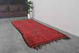 Red Moroccan Berber Azilal Carpet - 4.2 FT X 10.4 FT | Handwoven Runner Rug