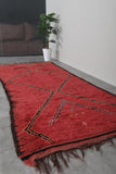 Red Moroccan Berber Azilal Carpet - 4.2 FT X 10.4 FT | Handwoven Runner Rug