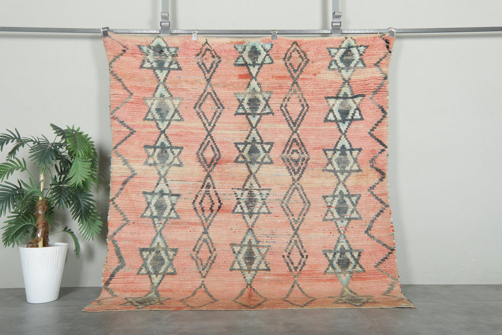 Vintage Moroccan rug 5.8 ft x 6.3 ft - Hanadmade