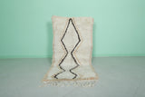 Handmade Moroccan Berber Rug 2.9 X 5.8 Feet - Minimalist Diamond Pattern