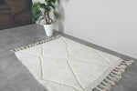 Beni Ourain Rug 3.9x5 ft - Handmade Moroccan Wool Carpet