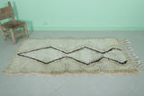 Handmade Moroccan Berber Rug 2.9 X 5.8 Feet - Minimalist Diamond Pattern