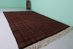 Handmade Moroccan Beni Ourain Rug - 7.3 x 10.7 FT Rich Brown Grid Pattern