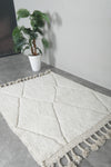 Beni Ourain Rug 3.9x5 ft - Handmade Moroccan Wool Carpet