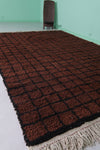 Handmade Moroccan Beni Ourain Rug - 7.3 x 10.7 FT Rich Brown Grid Pattern