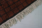 Handmade Moroccan Beni Ourain Rug - 7.3 x 10.7 FT Rich Brown Grid Pattern