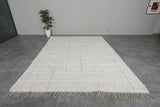 8 X 10.7 FT Moroccan Rug - Handwoven Ivory Wool with Subtle Geometric Pattern