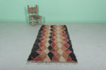 Vintage Handmade Moroccan Runner Rug – 2.7 x 6.3 FT, Warm Diamond Design