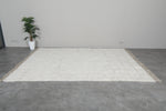 8 X 10.7 FT Moroccan Rug - Handwoven Ivory Wool with Subtle Geometric Pattern