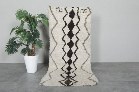 Moroccan Wool Rug 2.6 x 5.9 FT Handmade Berber Runner