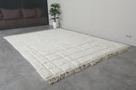 8 X 10.7 FT Moroccan Rug - Handwoven Ivory Wool with Subtle Geometric Pattern