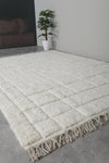 8 X 10.7 FT Moroccan Rug - Handwoven Ivory Wool with Subtle Geometric Pattern