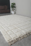 8 X 10.7 FT Moroccan Rug - Handwoven Ivory Wool with Subtle Geometric Pattern