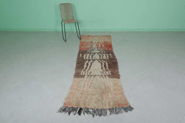 Long runner vintage Moroccan rug 2.4 FT X 8.5 FT