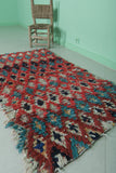 Moroccan Berber Rug 2.7 X 5.2 Feet - Handmade Vibrant Boucherouite