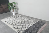 Beni Ourain Rug 4.7 x 7.9 ft Handmade Moroccan Wool Carpet