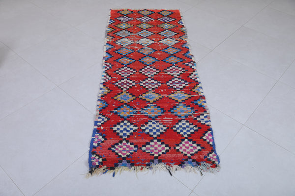 Moroccan berber rug – 2.4 x 6.2 ft | Vibrant red diamond pattern