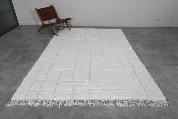 6.5 x 9.4 FT Moroccan rug – Modern geometric white design