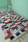 Colorful Moroccan Berber Rug - 4.4 x 9.2 ft | Vibrant Handmade Carpet