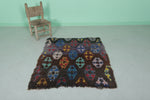 Handmade Moroccan Berber Rug - 3.4 x 4 ft with Colorful Geometric Patterns