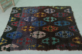 Handmade Moroccan Berber Rug - 3.4 x 4 ft with Colorful Geometric Patterns