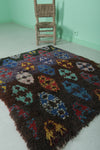 Handmade Moroccan Berber Rug - 3.4 x 4 ft with Colorful Geometric Patterns