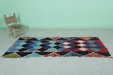 Colorful Moroccan Berber Rug 2.9 X 7.2 Feet - Bold Diamond Pattern Handmade