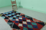 Colorful Moroccan Berber Rug 2.9 X 7.2 Feet - Bold Diamond Pattern Handmade