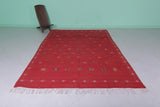 Handwoven Red berber rug 6.7 FT X 9.9 FT