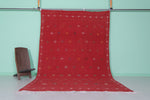 Handwoven Red berber rug 6.7 FT X 9.9 FT