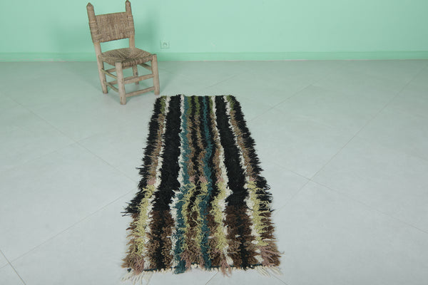 Moroccan berber rug - Earthy striped handwoven wool 1.8 FT X 5 FT