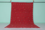 Handwoven Red berber rug 6.7 FT X 9.9 FT