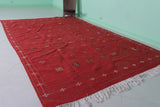 Handwoven Red berber rug 6.7 FT X 9.9 FT