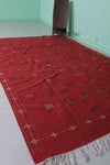 Handwoven Red berber rug 6.7 FT X 9.9 FT