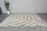 Handmade Moroccan Rug - 7x10 FT Geometric Cream and Gray | Luxe Berber Design
