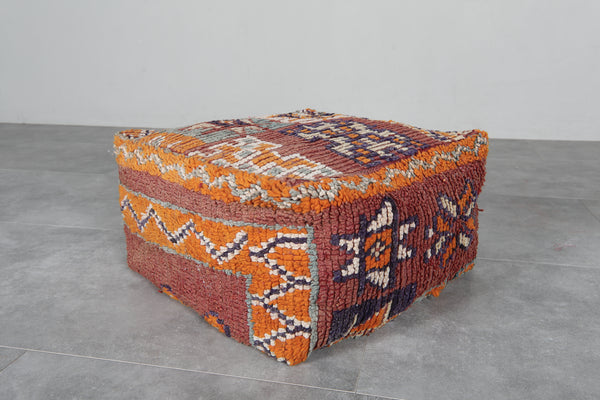 Bold Berber Wool Pouf – Handwoven Moroccan Large Cushion
