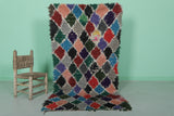 Moroccan Berber Rug 3 X 5.9 Feet - Vibrant Multicolor Diamond Shaggy Handmade Carpet